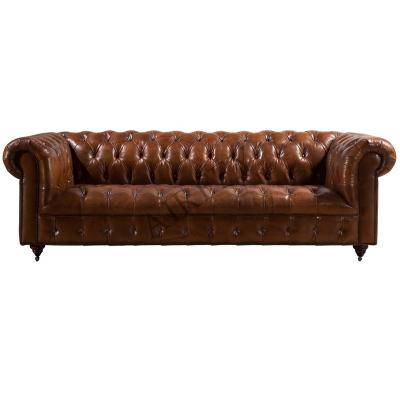 China Other Living Room Sofa Set Furniture Full Chesterfield Antique Leather Sofa 3 Seats For Hotel Club Furniture for sale