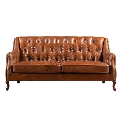 China Other Vintage Brown Chesterfield High Back Leather Sofa Set For Living Room Hotel Club Furniture for sale