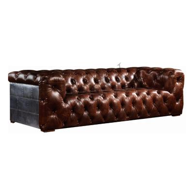 China Other Aluminum Rivet Buckle Cushion Deep Back Aviation Chesterfield Sofa Set For Living Room Hotel Club Furniture for sale