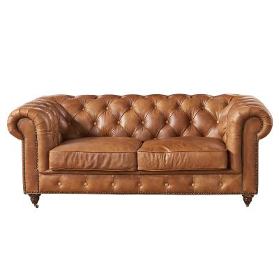 China Other Double Seats Vintage Leather Chesterfield Sofa For Sale for sale