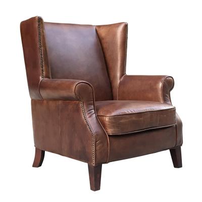 China Dark Brown Vintage Genuine Leather Other Head Seat Armchair For Office Hotel Cafe Bar for sale