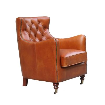 China Other Retro Brown First Seat Genuine Leather Head Seat Armchair For Sale for sale