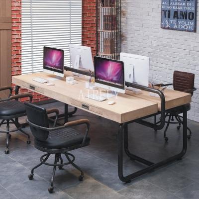 China Environmental Friendly Triamine Board Frame Iron Office Desk Table Desk With Drawers for sale