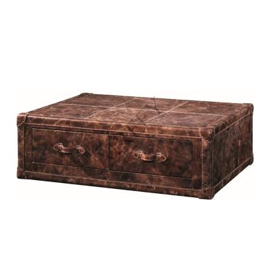 China Classic Drawer Vintage Solid Leather Coffee Table For Living Room Or Hotel for sale