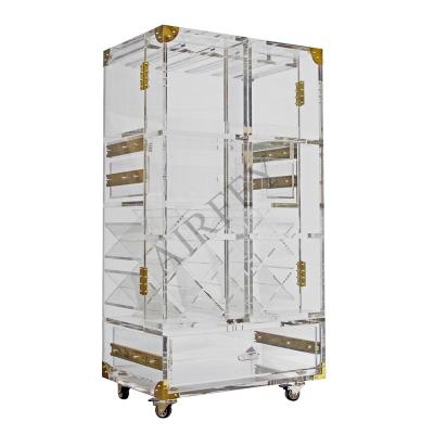 China Movable Luxury Acrylic Transparent Wine Cabinet For Home Villa Clubhouse Hotel Bar Winery Dining Room for sale