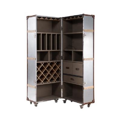 China Movable Modern Luxury Acrylic Mirror Stainless Steel Wine Cabinet For Villa Home Clubhouse Hotel Bar Winery Dining Room for sale