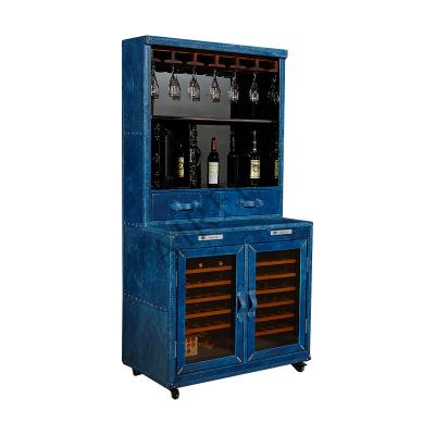 China Cooling Everything in Constant Temperature Genuine Leather Wine Cabinet for Villa Home Clubhouse Hotel Bar Winery Dining Room for sale