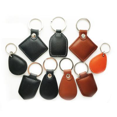 China School Door Authentication Restaurant 13.56MHZ FM1108 S50 S70 Chip RFID Key Chain Door Access Control Key FOB Leather Parking #0 Step for sale