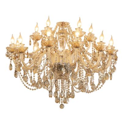 China Fashion creative elegant texture retro cognac living room European classic romantic dining room candle glass crystal chandelier for sale