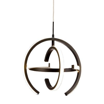 China Dimmable Modern Black Decorative Round LED Hanging Pendant Lights Living Room Dining Room Indoor Luxury Modern Chandelier for sale