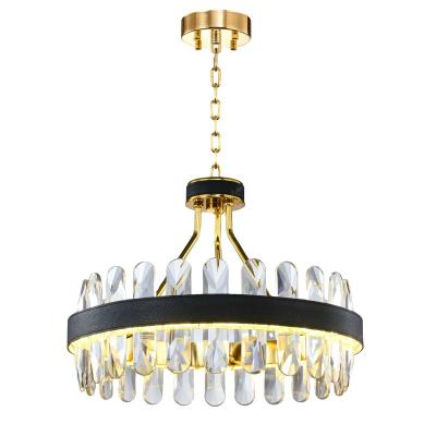 China CHOICEYOUNG Modern Luxury Black Leather Led Indoor Hotel Hanging Crystal Modern Chandelier Lights Living Room Dining Room for sale