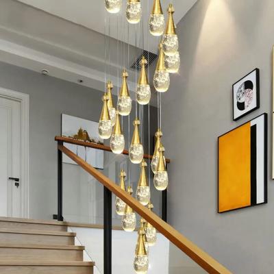 China Nordic Contemporary Modern Stairs Pendant Light Chandelier Luxury Nordic Led Pendant Light Crystal Chandelier for sale