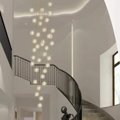 China Modern Contemporary Nordic Luxury LED Large High Ceiling Spiral Stairs Led Long Staircase Chandelier Ceiling Pendant Light Chandelier for sale