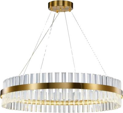 China Modern Modern Crystal Chandelier, Round Crystal Pendant Light, Hanging LED Light Fixture Adjustable Height for Dining Room, Kitchen for sale