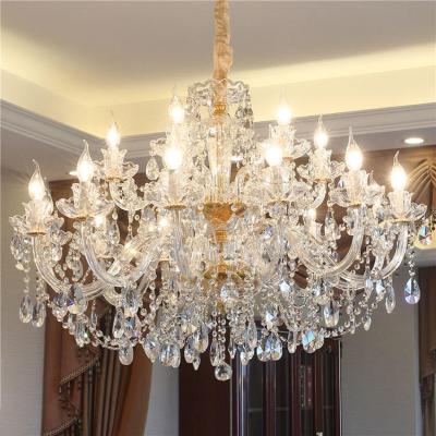 China Simple Luxury Modern Indoor Living Room Morden Gold Hanging Lighting K9 Crystal Chandelier For Hotel Bedroom Lights Pendant Chandeliers for sale