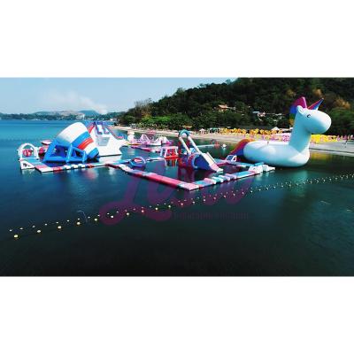 China Water Entertainment Super Hero Pool Floats Air up Water Inflatables Park on Lake for sale