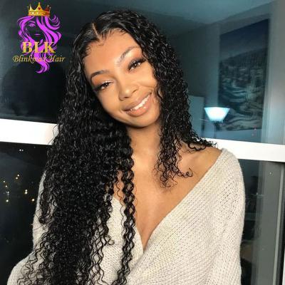 China Jerry Curl Brazilian Hair Jerry Curl Front Lace Wig Pre Plucked Lace Wig Glueless With 4 Combs Aligned Hair 100% Cuticle Hair Wigs for sale