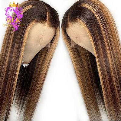 China Pre Plucked Lace Frontal Front Highlight Wig Hair Highlight Wig 180% Density HD Lace Wig 150% Highlight Wigs 13X4 for sale