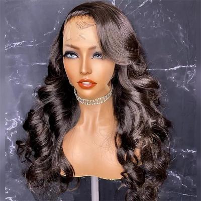 China Full frontal wigs body wave wig 12a grade long thin frontal hair and invisible hd lace up body wave hair wig 13 x6 for sale