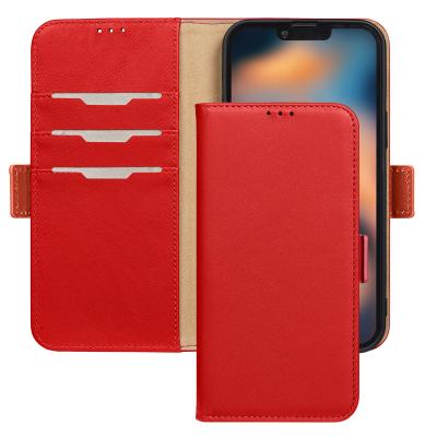 China Genuine Leather Shockproof Cowhide RFID Magnet Phone Wallet Cases for iphone 14 13 pro max for women for iphone 13 case with card holder for sale