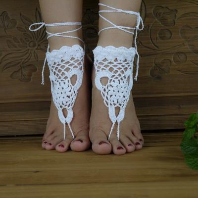 China Vintage crochet barefoot sandals, nude shoes, foot jewelry, wedding, Victorian lace, sexy, anklet, belly dance, beach shoes for sale