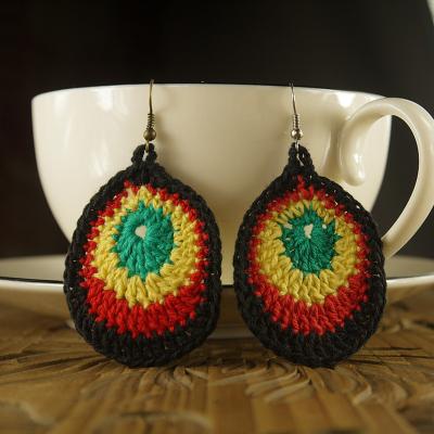 China CLASSIC Peacock Inspired Dangle Earrings, Variegated Cotton Thread Jewelry, Funky Statement Earrings EH008 for sale