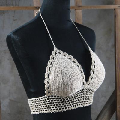 China Breathable Women Wears Outdoor Crop Top - Backless Pump Lace Bra - Lace Camisoles Bikini Top Chest Pad Triangle for sale