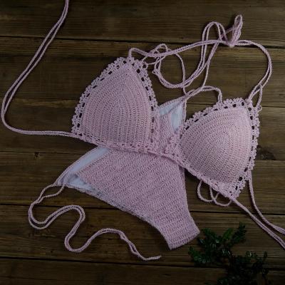 China Crochet Breathable Handmade Bikini Set Padded Cotton Push Up Sexy Women's Swimwear Beach Swimwear Suit S/M/L for sale