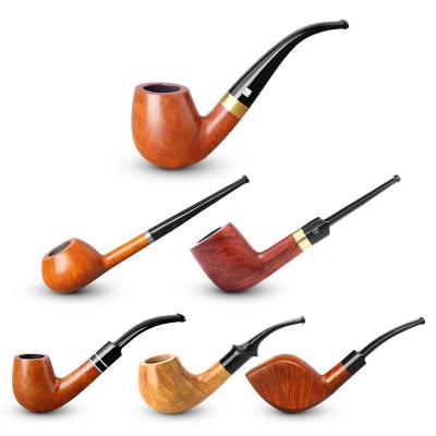 China Tobacco Pipes Wholesale Custom Logo Durable Natural Briarwood Tobacco Pipe Different Acrylic Stem Tobacco Pipe for sale