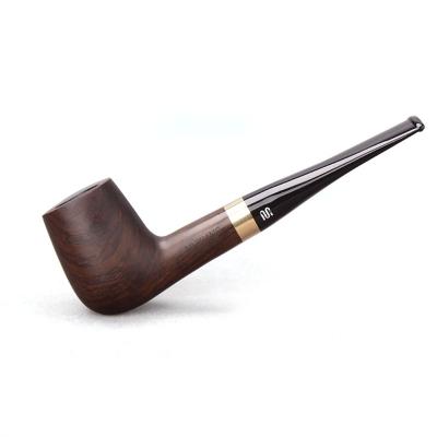 China MUXIANG Ebony Wood Tobacco Pipe Straight Stem Luxury Acrylic Smoking Pipe With 9mm Carbon Filters for sale