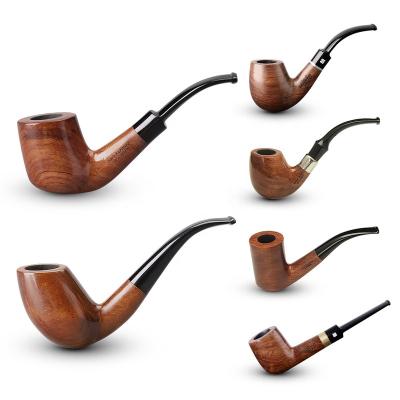 China Hot Sale Tobacoo Bent Mouthpiece Wooden Pear Wooden Smoking Natural Healthy Tobacco Pipe With Smoking Filter for sale