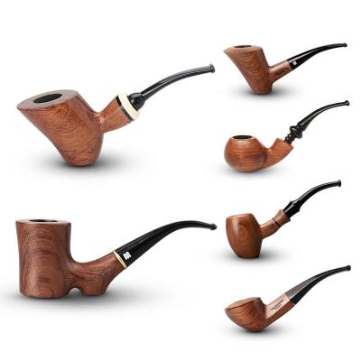 China Tobacoo Bent Stem Style Pearwood Smoking Pipe Smoking Free Healthy Wooden Tobacco Pipe for sale