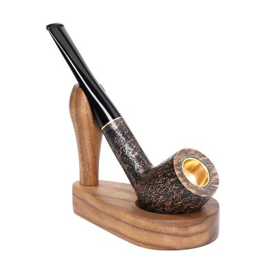 China Detachable Smoking Pipe Accessories Duck Shape Natural Black Walnut Tobacco Pipe Holder One Seat Smoking Pipe Holder for sale