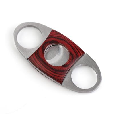 China Custom Logo New Arrival Useful Stainless Steel Cigar Cutter Cutting With Red Wood for sale