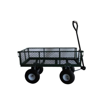 China Durable Tools 4 Wheel Lawn Folding Mesh Garden Cart Trolley for sale