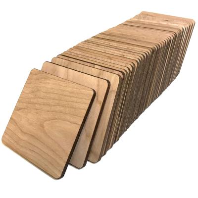 China Environmental Sustainable Natural Water Proof Square Unfinished White Wood 40 Pieces Pieces 4 x 4 Inch For Coasters for sale