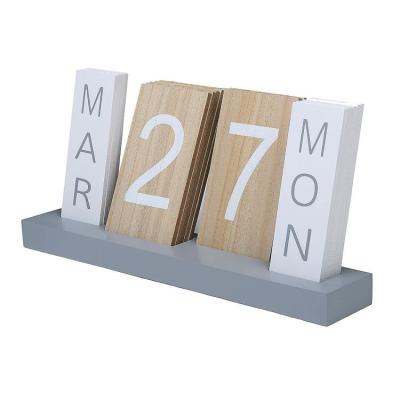 China China Goods High Quality Sturdy Multi Functional Home Decor Solid Wood Block Month Perpetual Calendar for sale