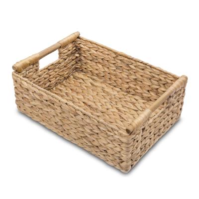 China Sustainable New Non Toxic Design Water Proof Wooden Handles Large Rectangular Wicker Basket Display Stands for sale