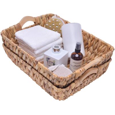 China Sturdy New Design Durable Multi Functional Hand - Large Woven Storage Baskets With Wooden Handles for sale