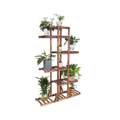 China New Design Easy Garden Decorative Wooden Plant Stand With Multilayer Plant Flower Display Stand for sale