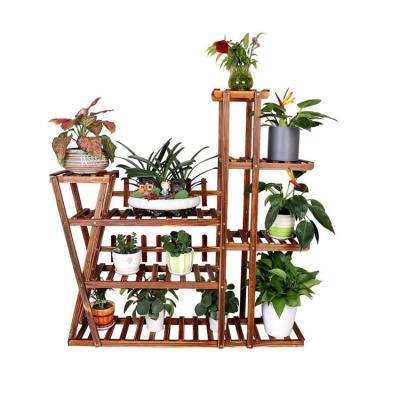 China Easy New Rustic Design Durable Outdoor Wooden Plant Multiple Racks For Indoor Plants for sale