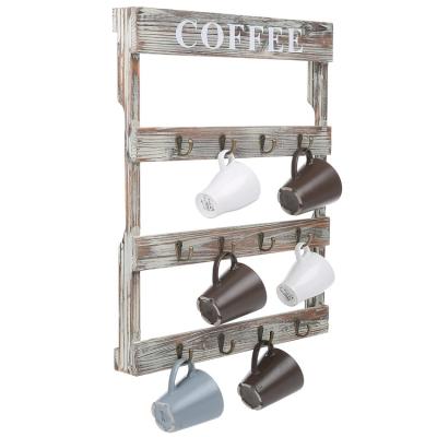 China Hot Selling Rustic Decorative Home Wooden Mounted Kitchen Storage Sundries Wine Rack Viable for sale