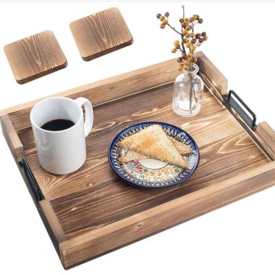 China Best Selling Durable Handmade Vintage Large Sundries Food Fruit Wooden Storage Tray for sale