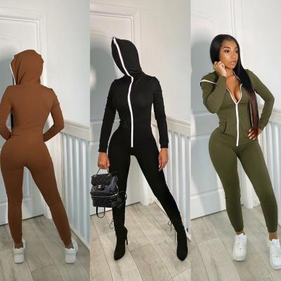 China Autumn New Products Solid Color Daily Use Zipper Design Long Sleeve Fitness Hoodie Women Sports Overalls for sale