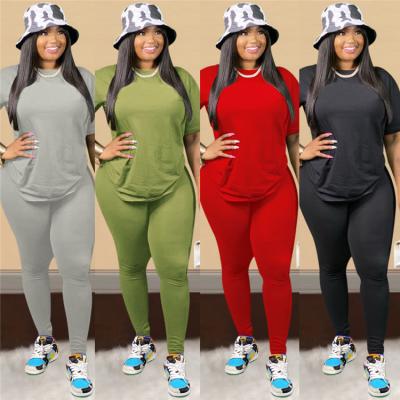 China Breathable Women Spring Clothing O Neck Two Piece Set Sheer Woman 2 Piece Solid Color for sale