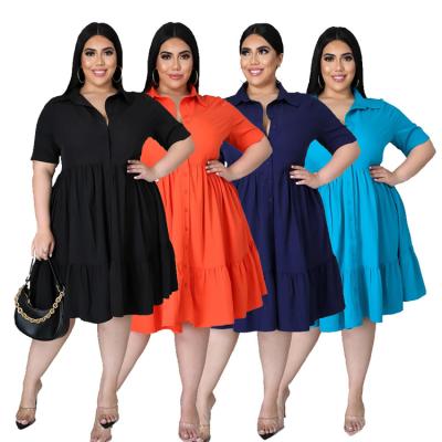 China Hot Selling Fat Lady Short Sleve Dress Breathable Women Fat Casual Fat Lady Dress Plus Size for sale