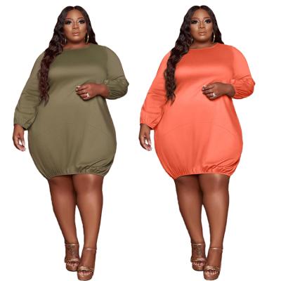 China Large Size Breathable Women Plus Size 5XL Solid Color Chubby Girl Woman Dress for sale