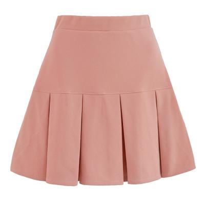 China 2021 Summer New Products Style Clor Women Breathable Simple Solid Full Waist Pleated Skirt High for sale