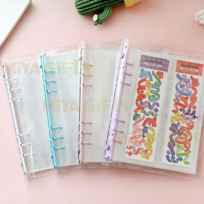 China Decorative A5 6 Ring Decorative Glitter Cover Sticker Album Soft Clear Photocards Attached Custom Sticker Credit Cards Holder for sale