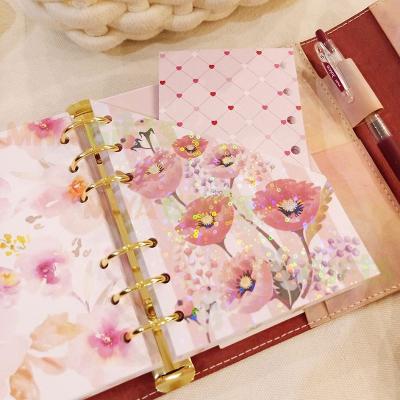 China Printed Custom Design Holographic Pink Peony Flower Foil Laminated Top Loading Pouch For Planner for sale